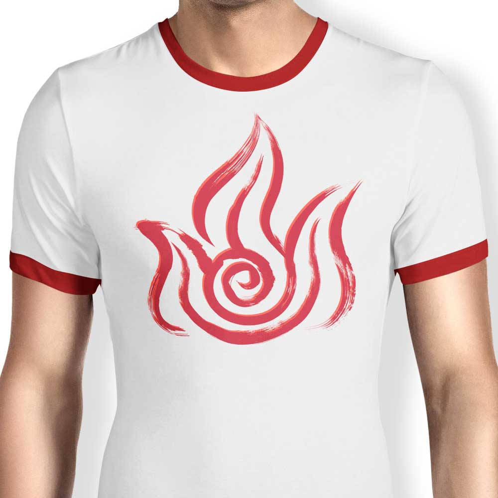 Men's Fire-Inspired Ringer Style Cotton T-Shirt