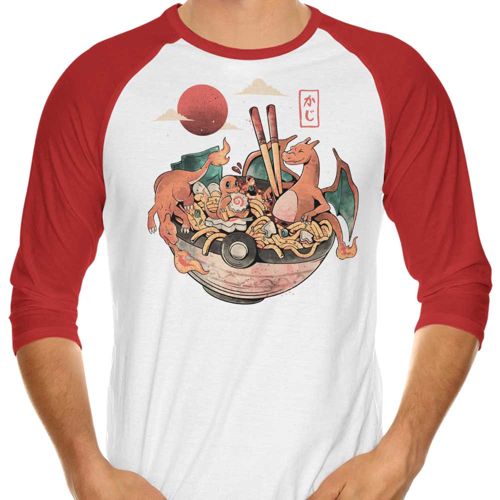 Arigatees Fire Bowl 3/4 Sleeve Raglan Stylish T-Shirt