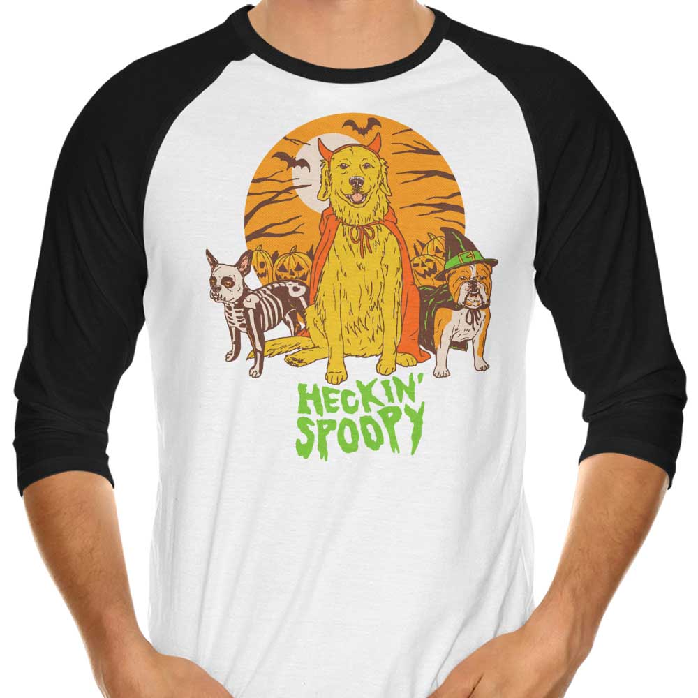 Heckin' Spooky 3/4 Sleeve Raglan Style T-Shirt for a Chilling Look