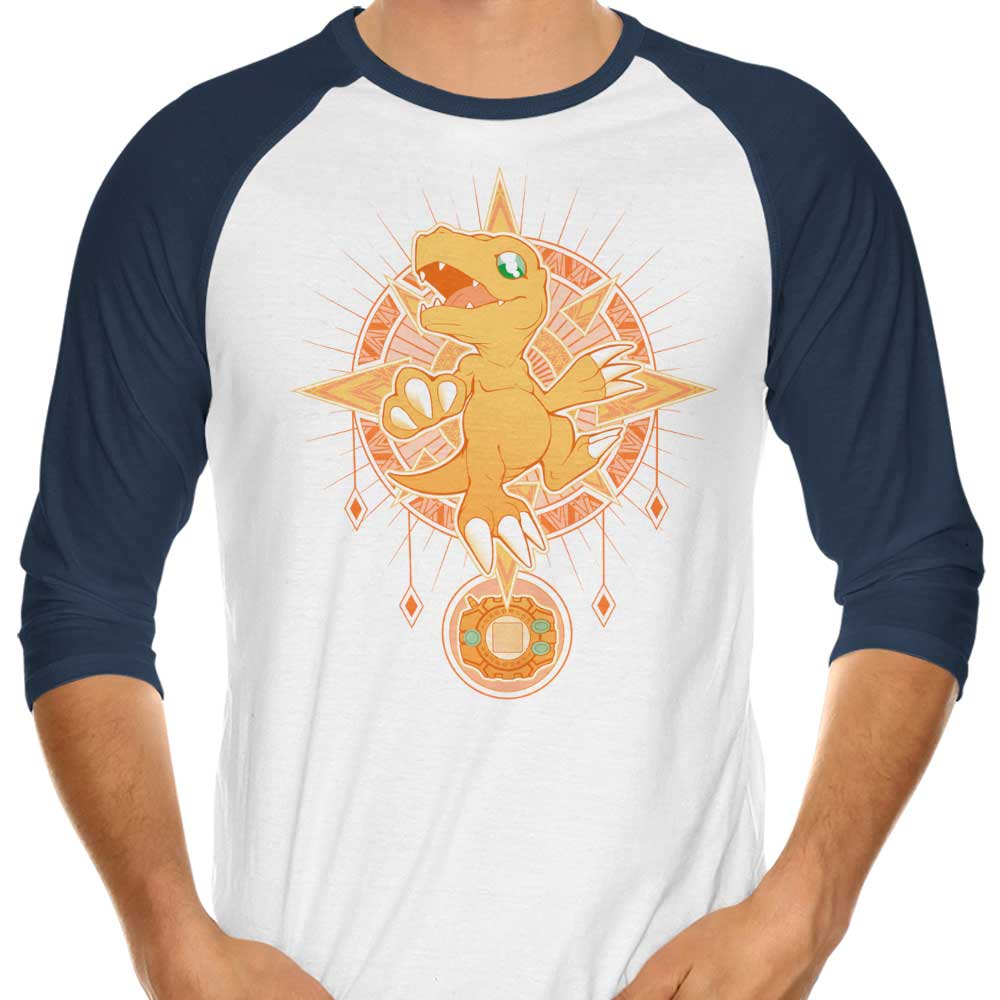 Chocolate Raisin Fury's Crest of Courage 3/4 Sleeve Raglan Style T-Shirt for Casual Wear
