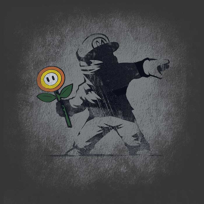 Naolito's Stylish Banksy Flower Men's Ringer T - Shirt in S to 4XL