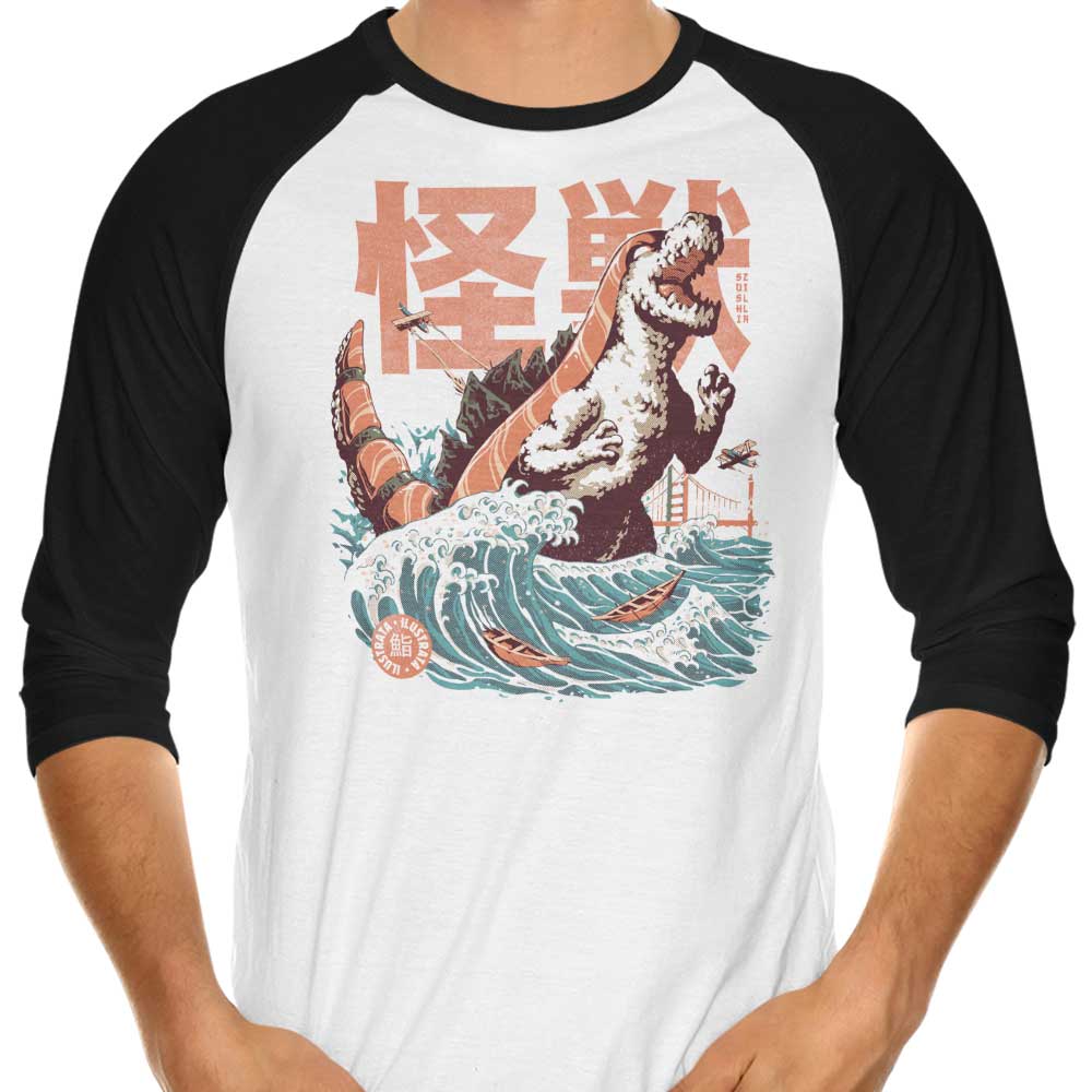 Ilustrata's Awesome 3/4 Sleeve Raglan T-Shirt - The Sushizilla
