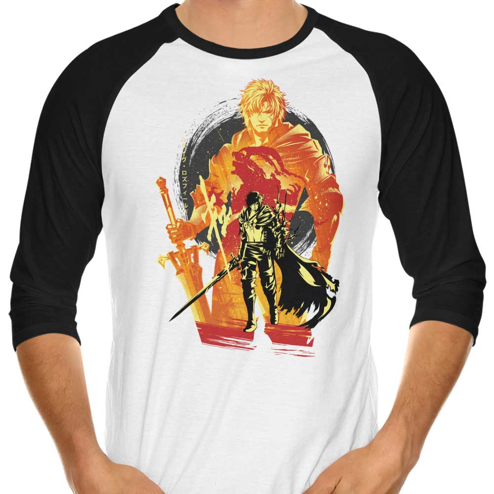 Rosaria's First Shield - Three - Quarter Sleeve Raglan Style T - Shirt by Hypertwenty