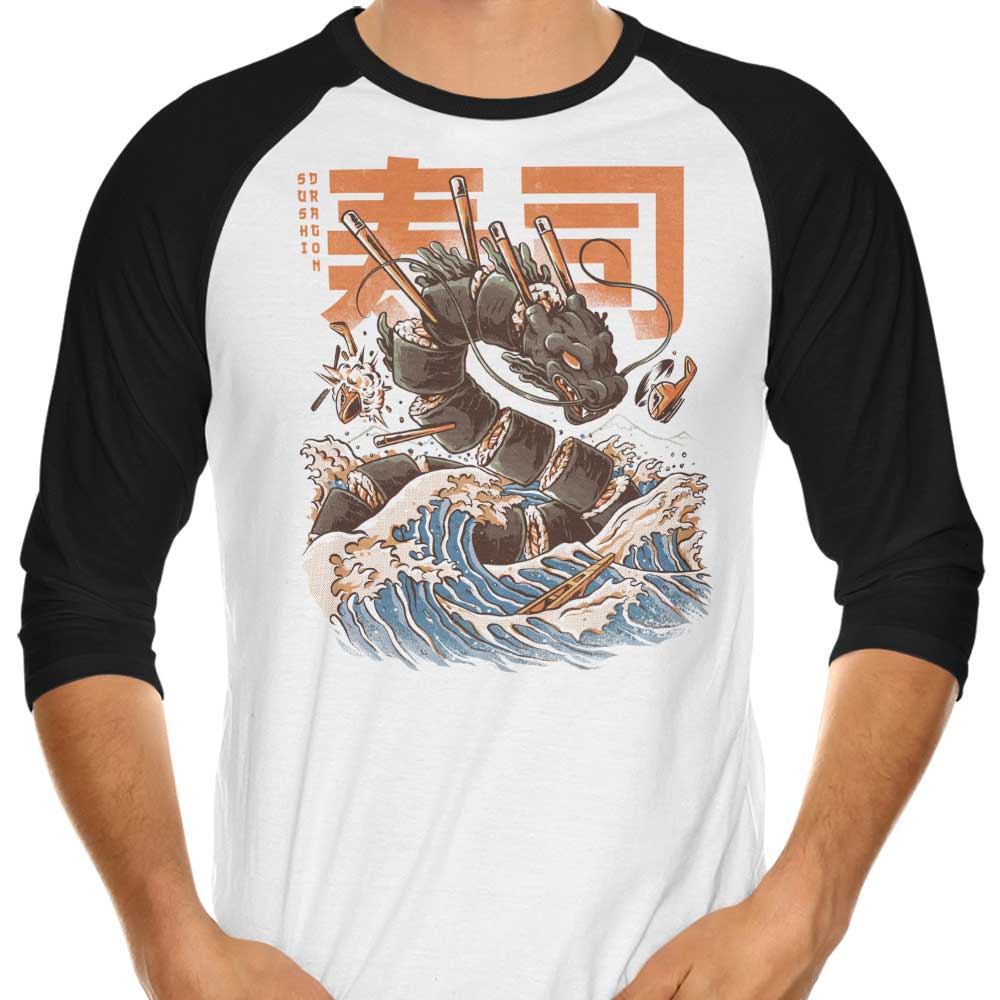 Fantastic Sushi Dragon 3/4 Sleeve Raglan Style T-Shirt