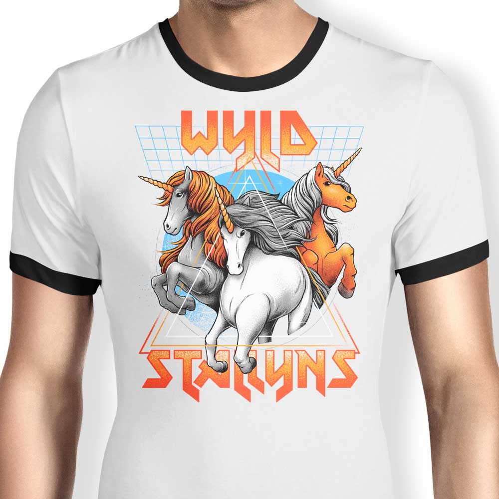 Stay Wild Men's Ringer Style Cotton T-Shirt by Glitchygorilla