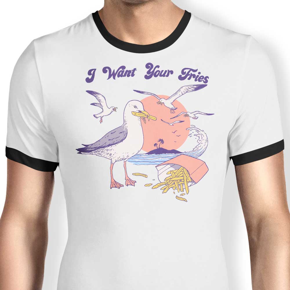Hillary White's 'I Want Your Fries' Men's Stylish Ringer T - Shirt