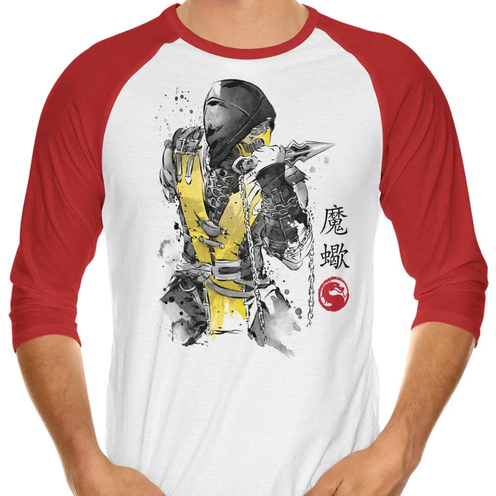 Dr. Monekers' Fire Warrior Sumi-e 3/4 Sleeve Raglan Stylish T-Shirt