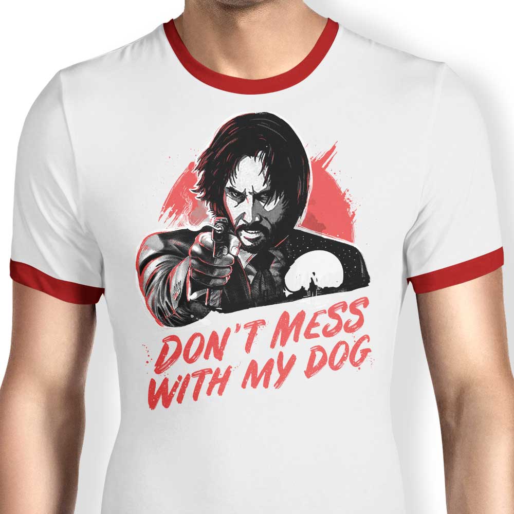 Men's 'Don't Mess With My Dog' Stylish Ringer T-Shirt