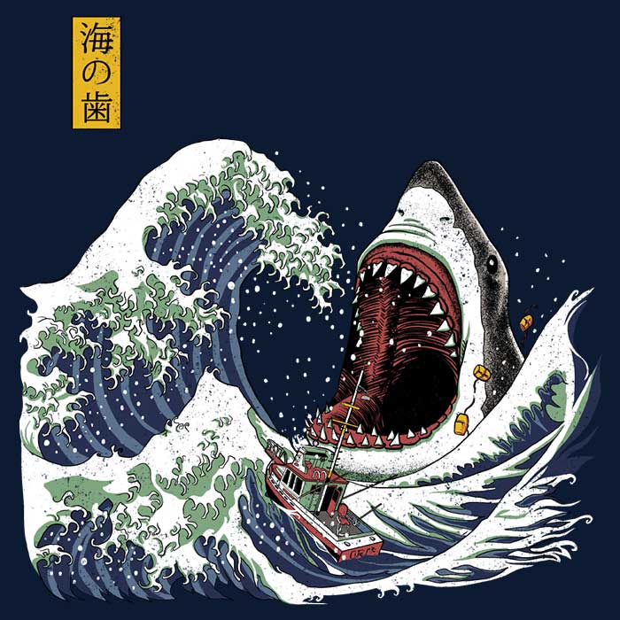 Fantastic Great White Off Amity 3/4 Sleeve Raglan Style T-Shirt for Fashion Lovers