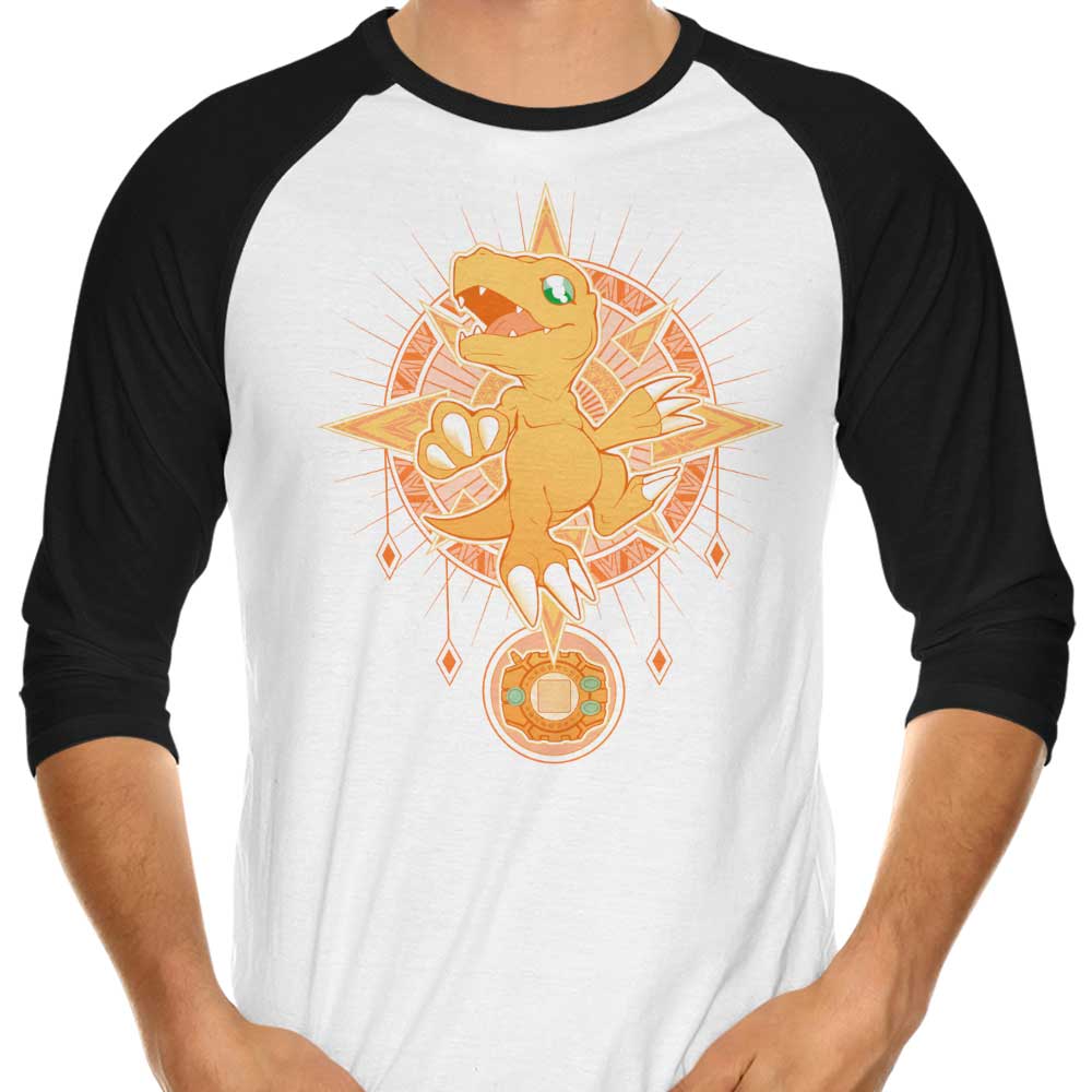 Chocolate Raisin Fury's Crest of Courage 3/4 Sleeve Raglan Style T-Shirt for Casual Wear
