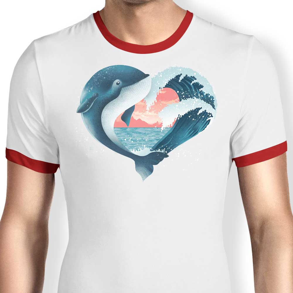 Whale Love - Stylish Men's Ringer Cotton T-Shirt