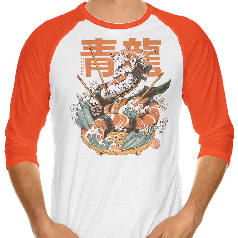 Ilustrata's Dragon Sushi 3/4 Sleeve Raglan Style Casual T-Shirt