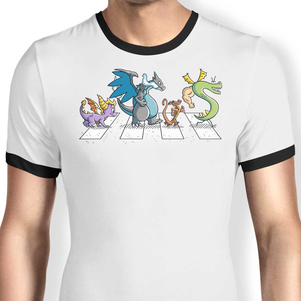 Stylish Dragons on Abbey Road Men's Ringer T - Shirt in S to 4XL Sizes