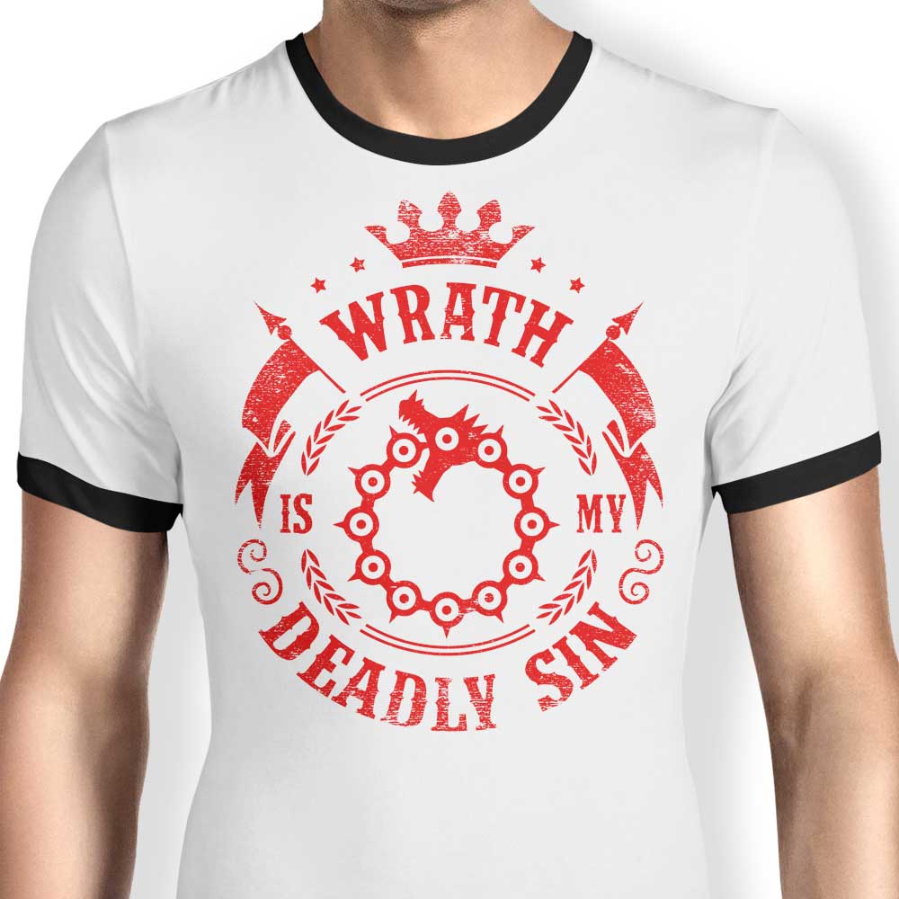 Typhoonic Art's 'Wrath is My Sin' Men's Ringer Style Cotton T-Shirt