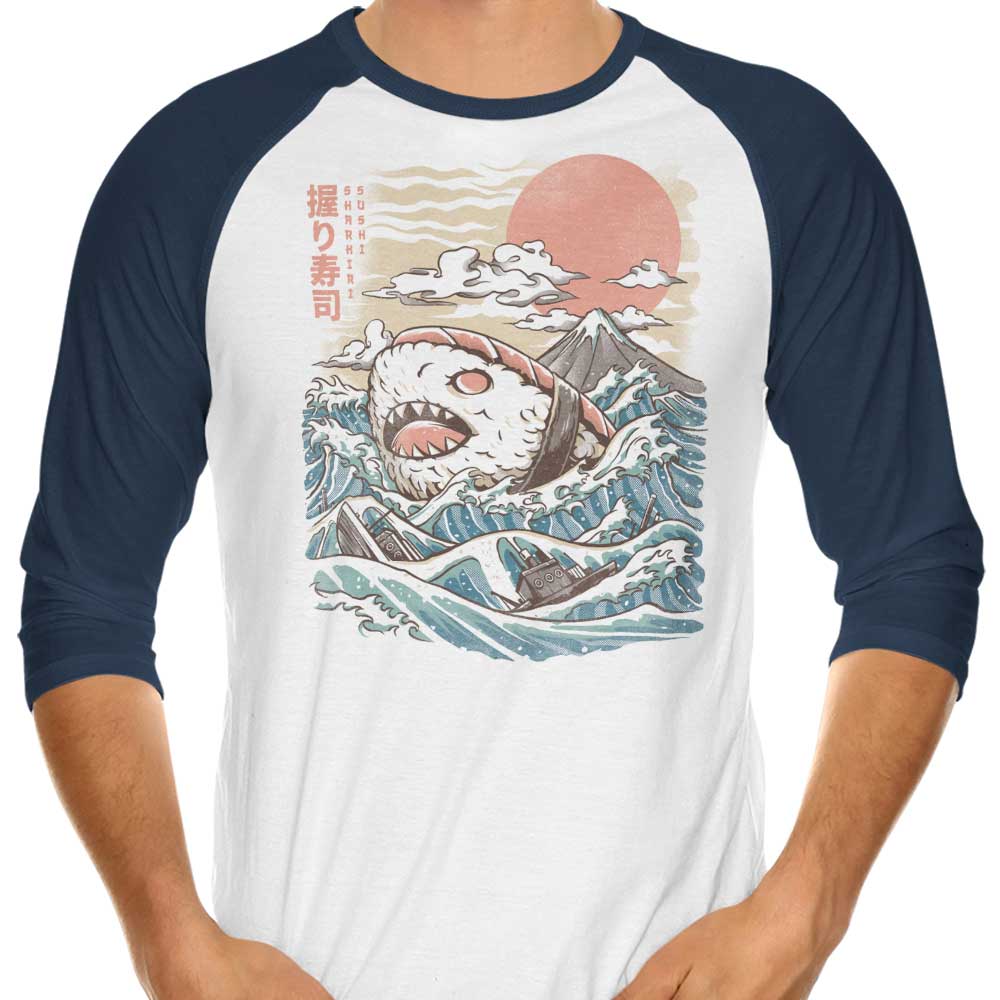 Ilustrata's Sharkiri Sushi 3/4 Sleeve Stylish Raglan T - Shirt