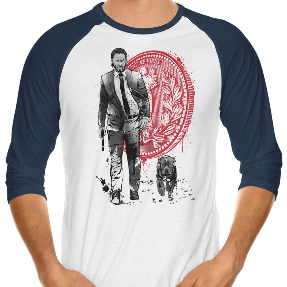 3/4 Sleeve Raglan T-Shirt Featuring 'Lone Hitman and Cub' Design