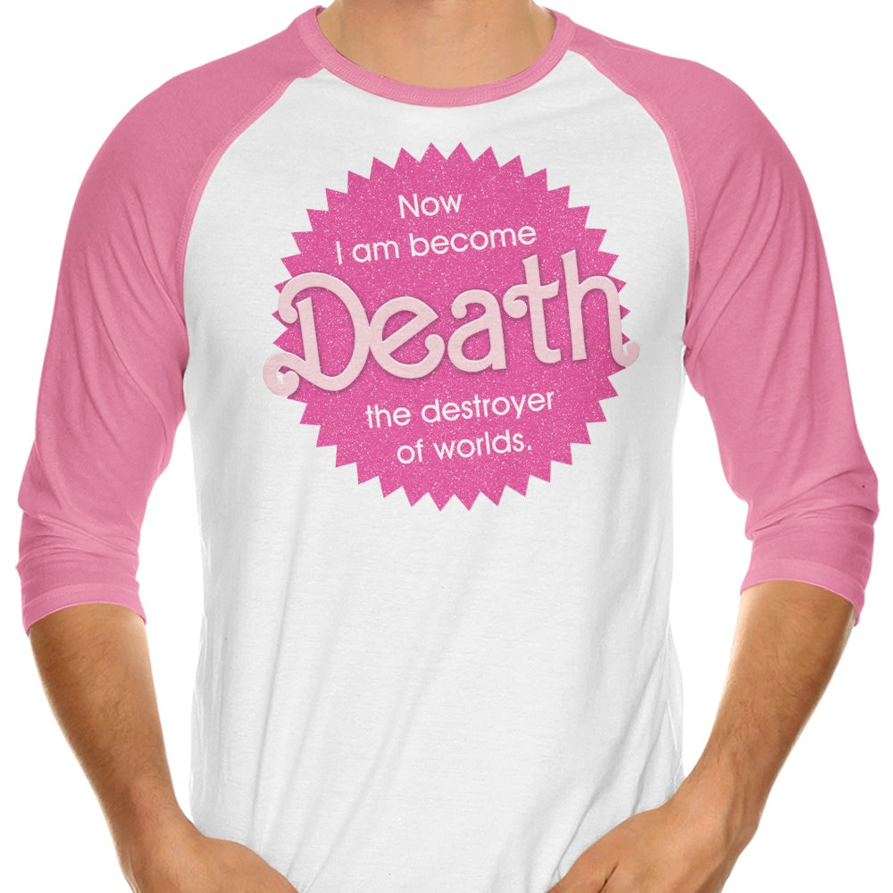 Demonigote's Apocalyptic 'Destroyer of Worlds' 3/4 Sleeve Raglan T-Shirt for Fashion Enthusiasts