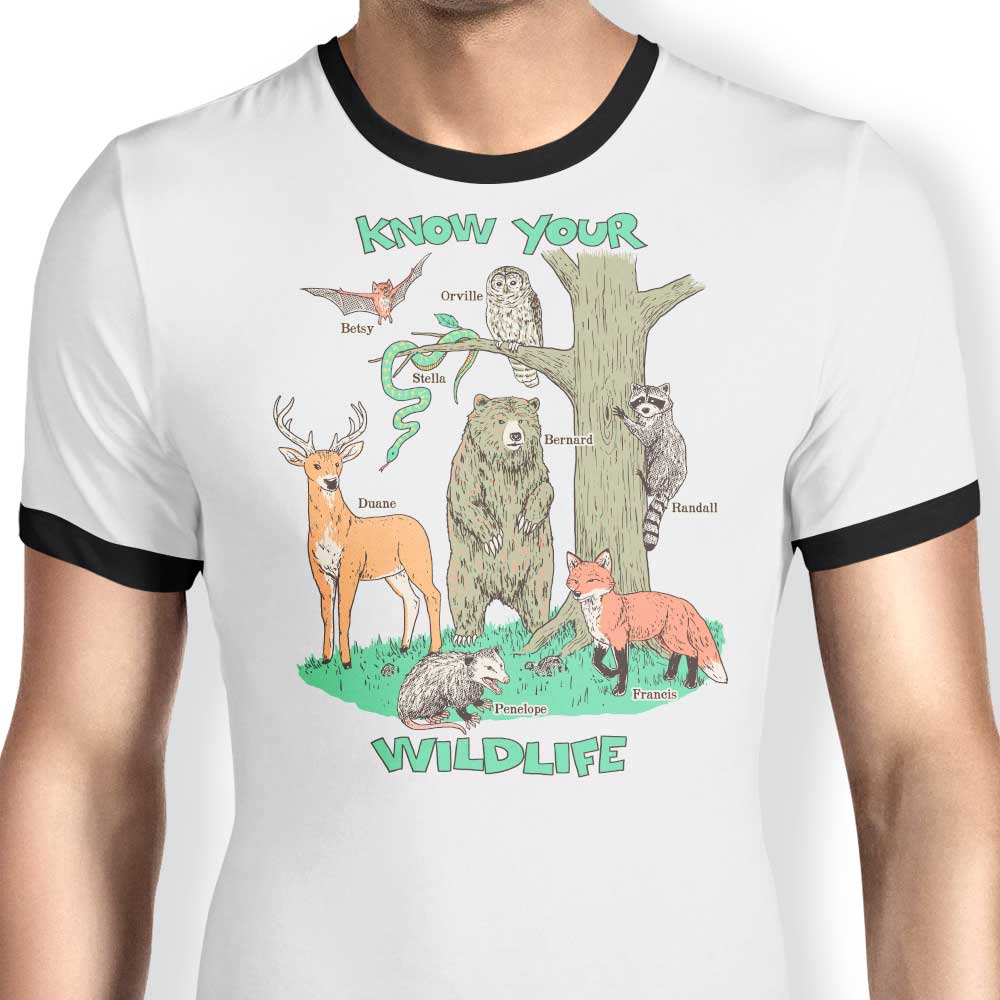Hillary White's Know Your Wildlife Men's Ringer Style Cotton T-Shirt