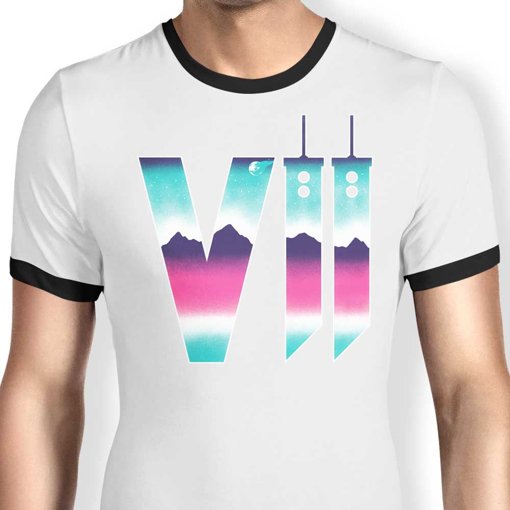 14Eight Men's Neon Fantasy VII Stylish Ringer T-Shirt in S - 4XL Sizes