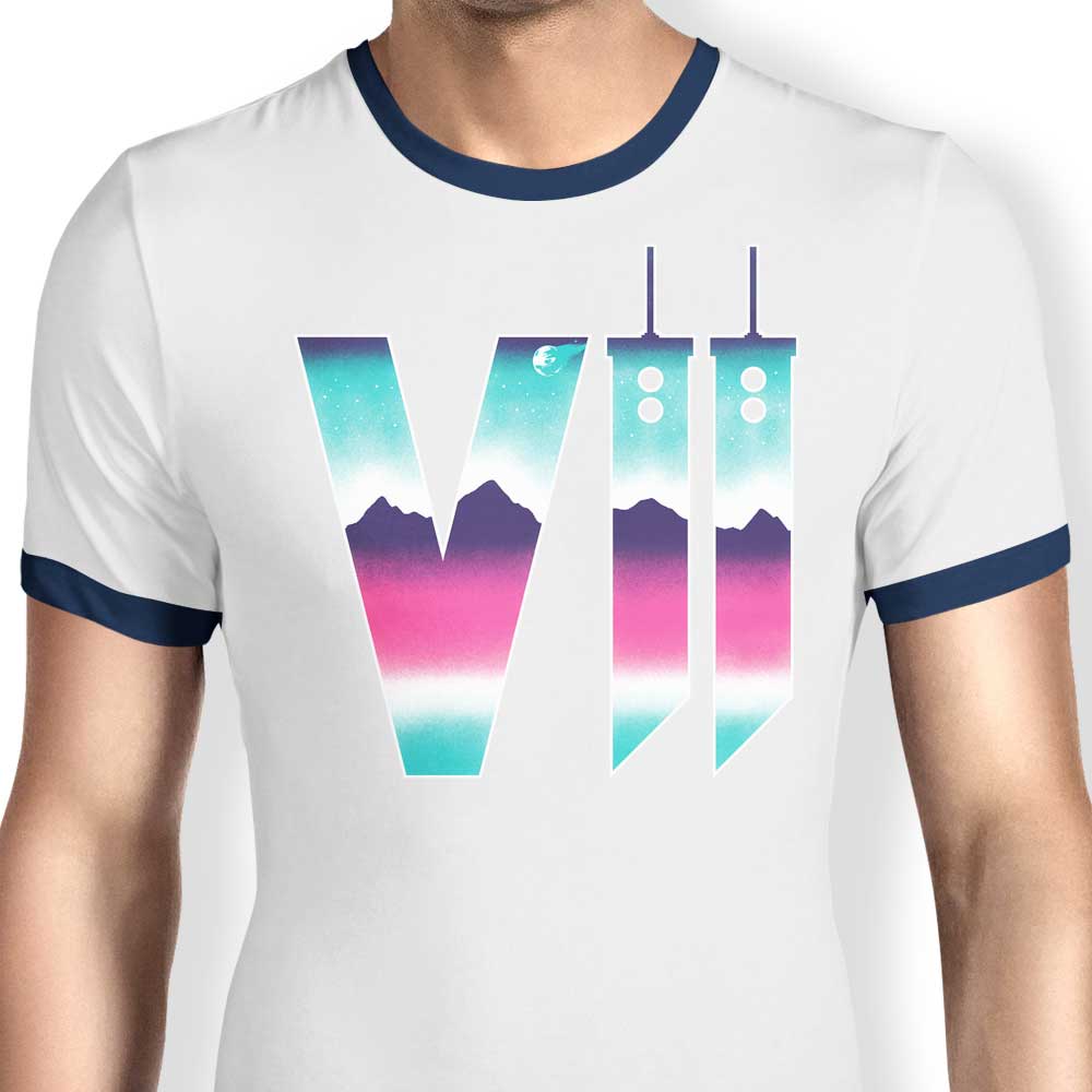 14Eight Men's Neon Fantasy VII Stylish Ringer T-Shirt in S - 4XL Sizes