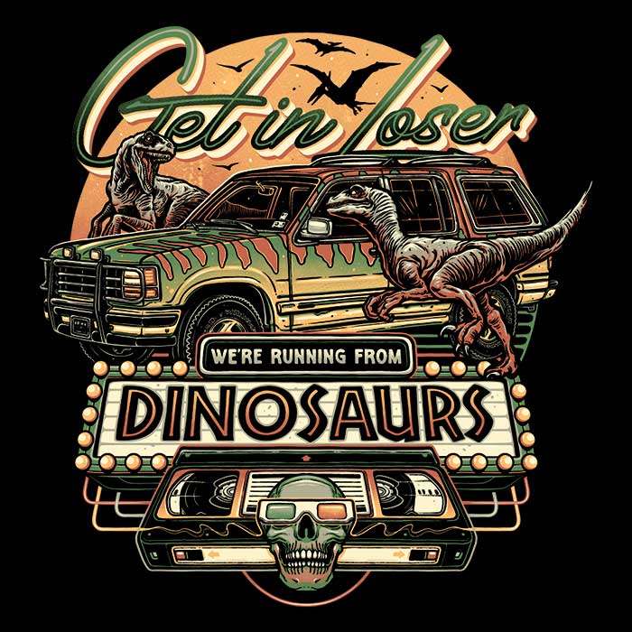 Momma Gorilla's 'We're Running from Dinosaurs' 3/4 Sleeve Raglan T-Shirt