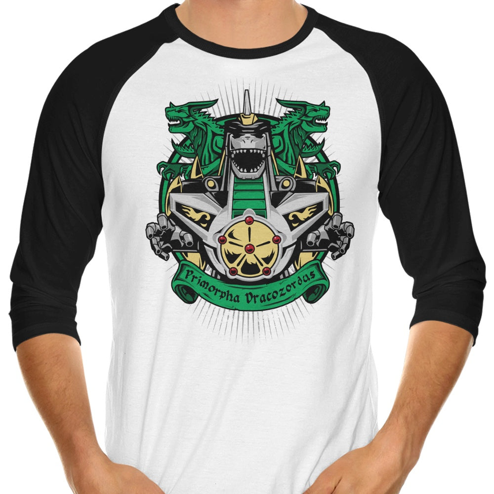 Stylish 3/4 Sleeve Raglan T-Shirt - Primorpha Dracozordus Design