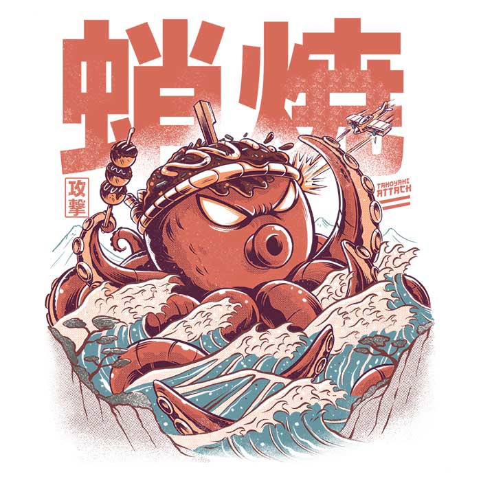 Ilustrata's Takoyaki Attack 3/4 Sleeve Raglan Stylish T-Shirt