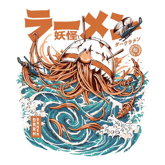 Ilustrata's Dark Great Ramen Men's Stylish Ringer Cotton T-Shirt