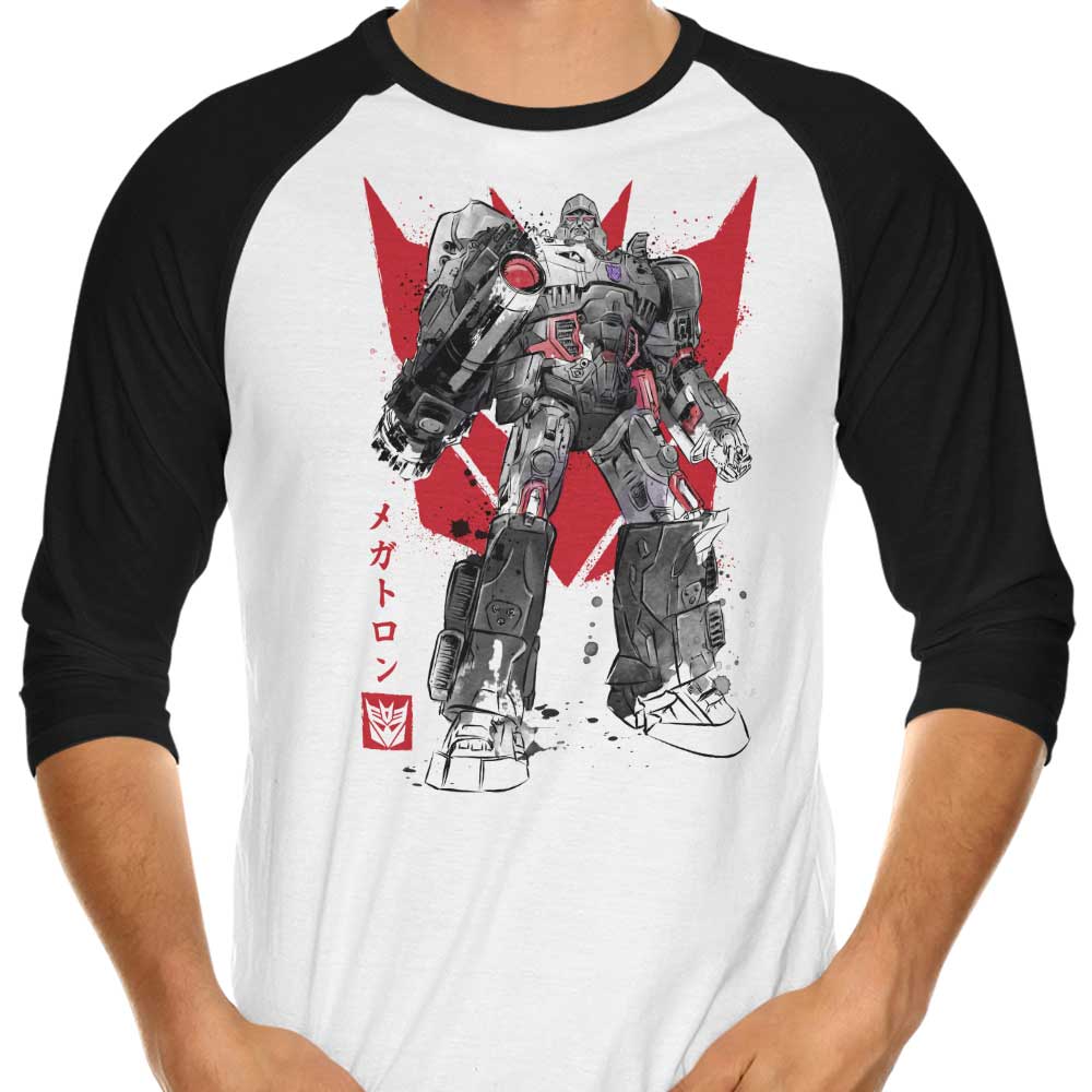 Destruction Sumi-e Style Three - Quarter Sleeve Raglan Casual T - Shirt