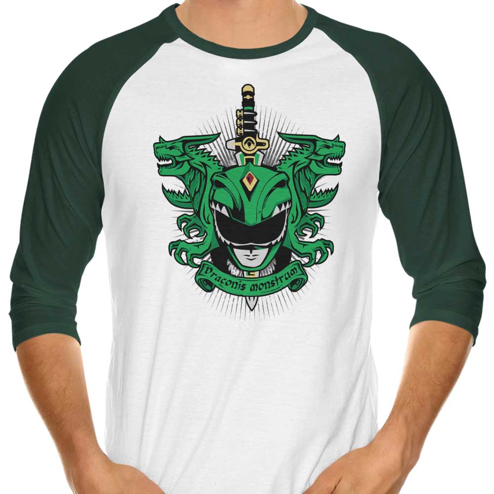 3/4 Sleeve Raglan T-Shirt - The Green Dragon Monster from Prime Premne Design