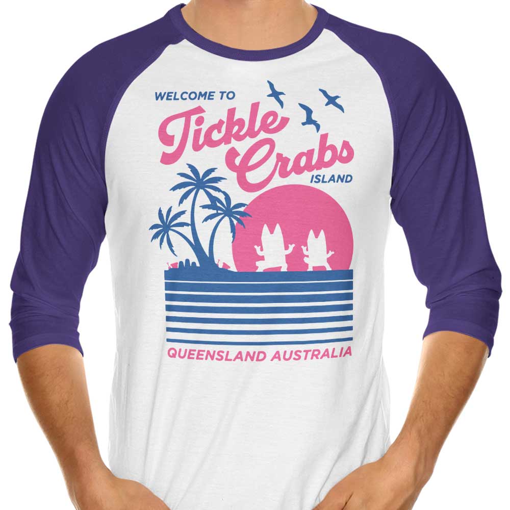 CaptainHarHar's 3/4 Sleeve Raglan T-Shirt: Welcome to Tickle Crabs Island