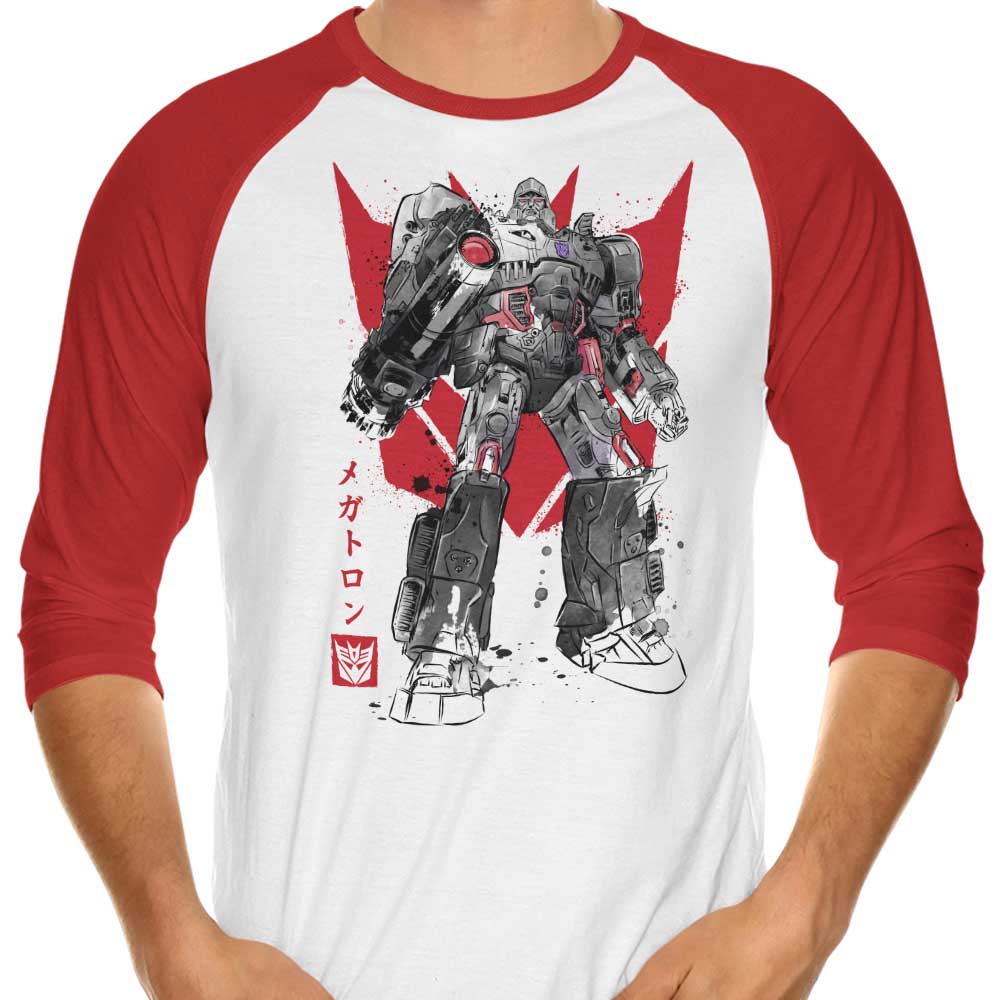 Destruction Sumi-e Style Three - Quarter Sleeve Raglan Casual T - Shirt