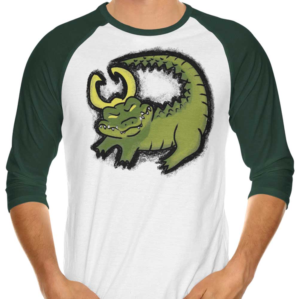 The Majestic Alligator King 3/4 Sleeve Raglan Style T-Shirt for Fashion Enthusiasts