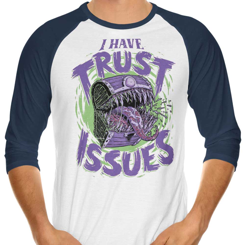 Studio Mootant's 3/4 Sleeve Raglan T-Shirt with 'I Have Trust Issues' Print