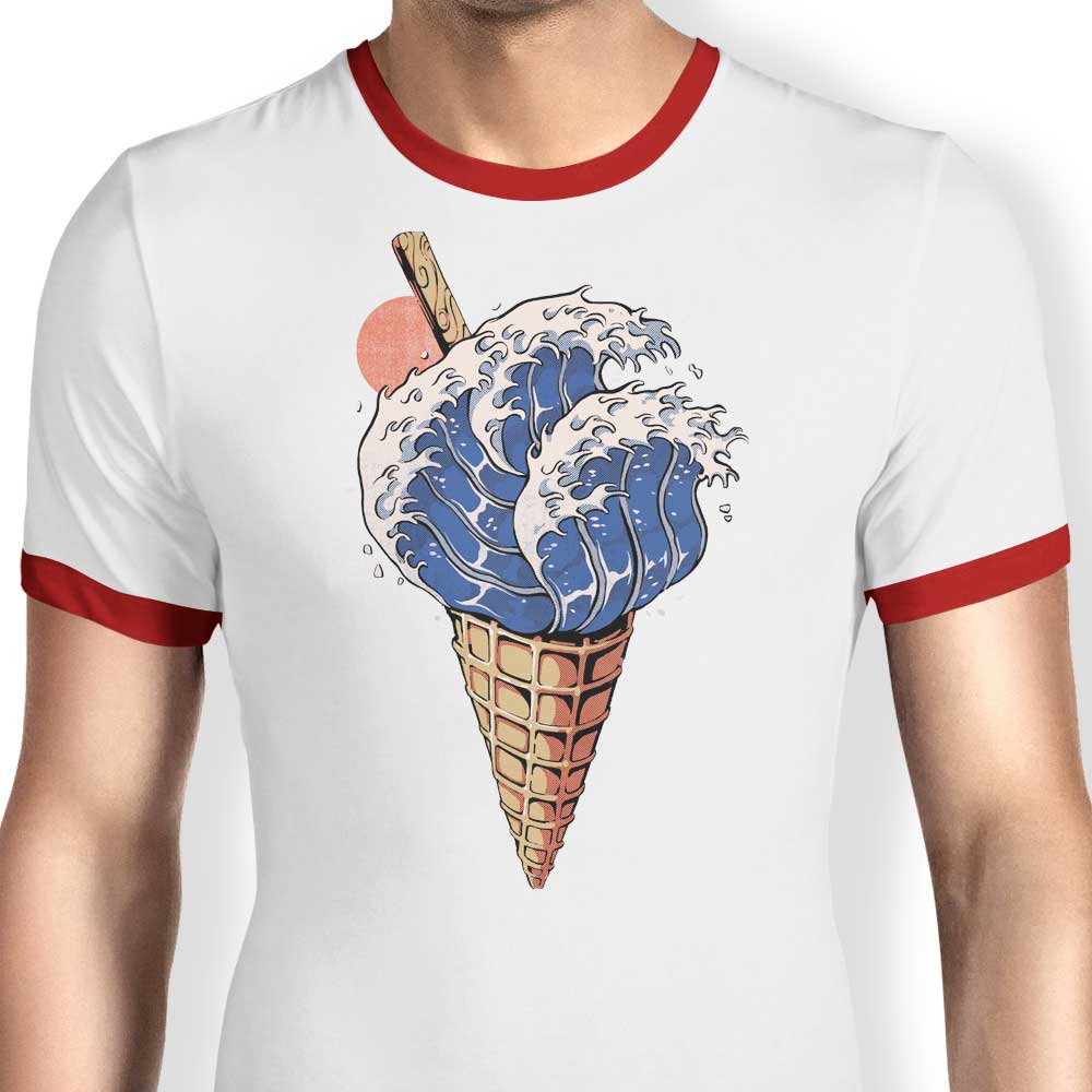 Ilustrata's Kanagawa Ice Cream Men's Comfortable Ringer T-Shirt
