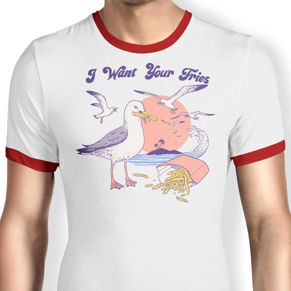 Hillary White's 'I Want Your Fries' Men's Stylish Ringer T - Shirt