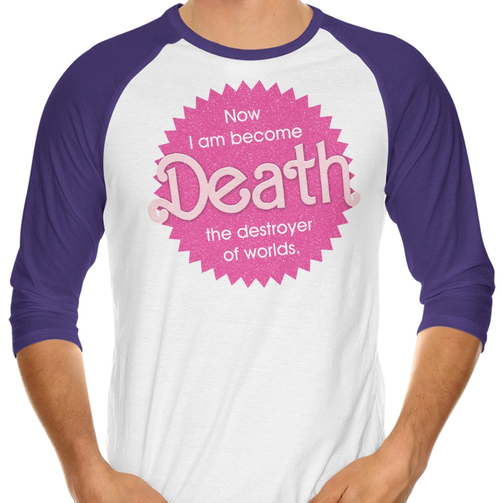 Demonigote's Apocalyptic 'Destroyer of Worlds' 3/4 Sleeve Raglan T-Shirt for Fashion Enthusiasts