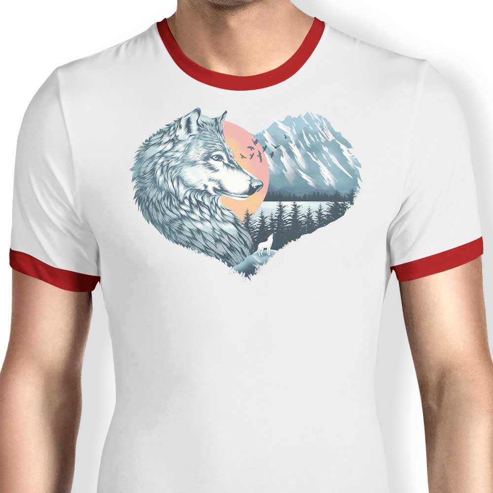 The Wild Heart Howls Men's 100% Cotton Ringer T-Shirt in S - 4XL