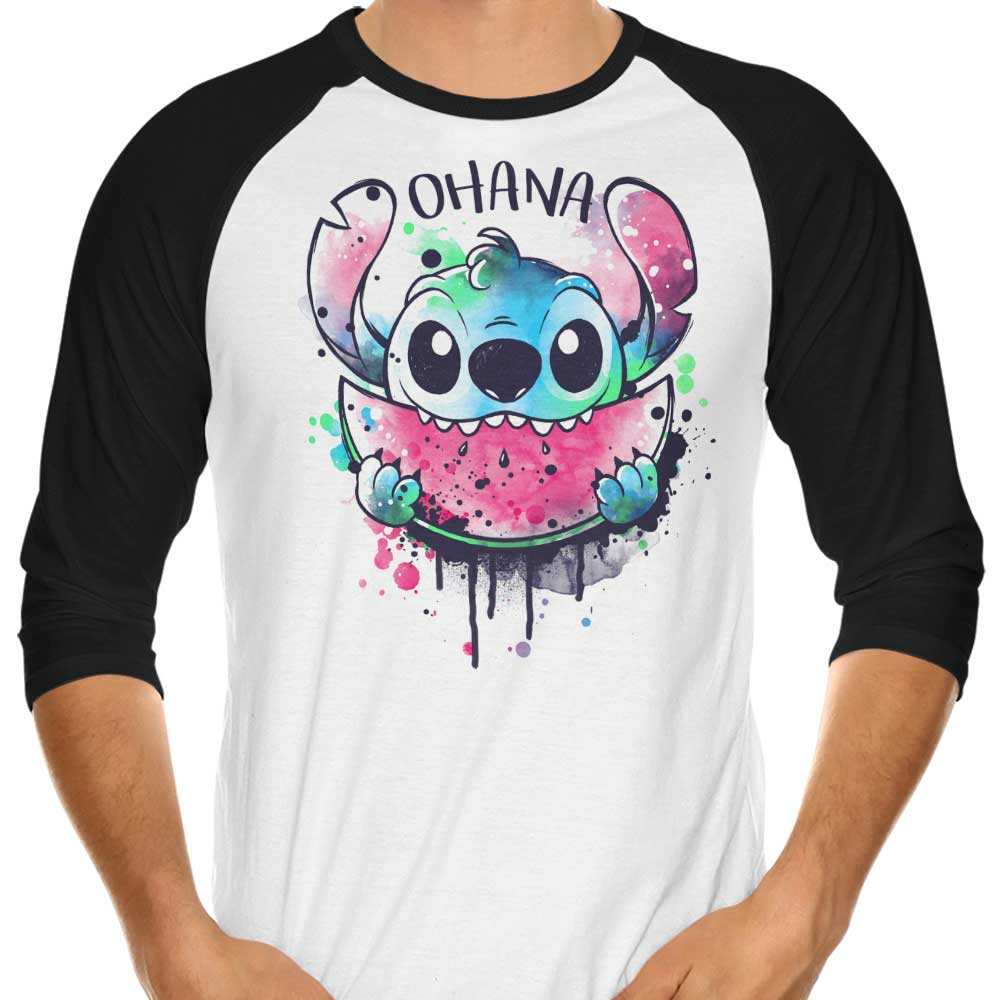 Ohana Water - colored Melon 3/4 Sleeve Raglan Casual T - Shirt