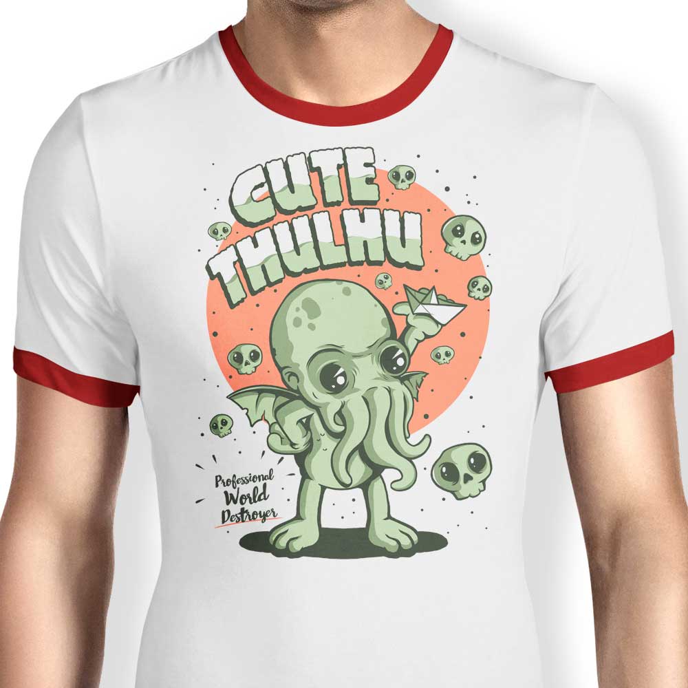 Adorable Cute-thulhu Men's Ringer Style T-Shirt