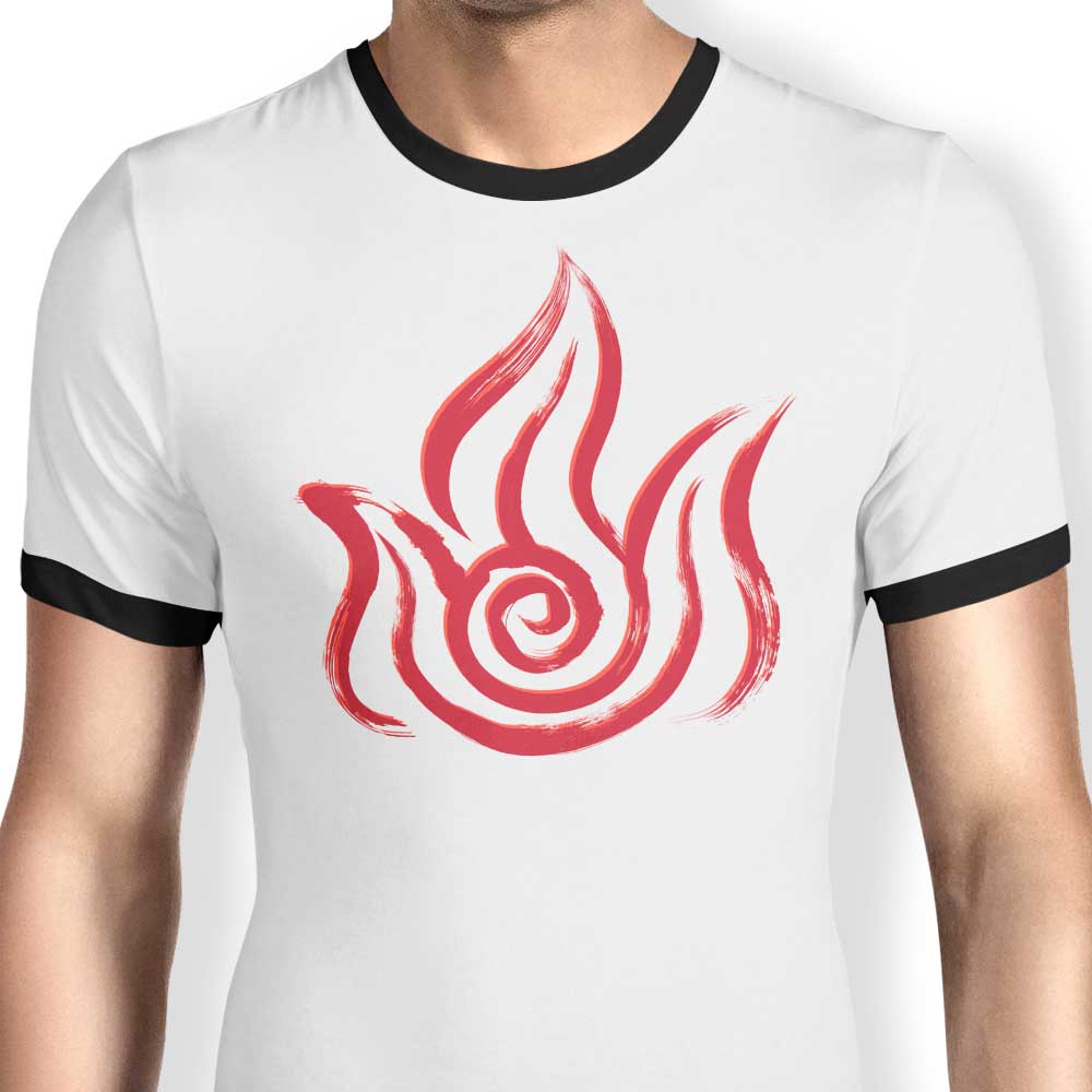 Men's Fire-Inspired Ringer Style Cotton T-Shirt