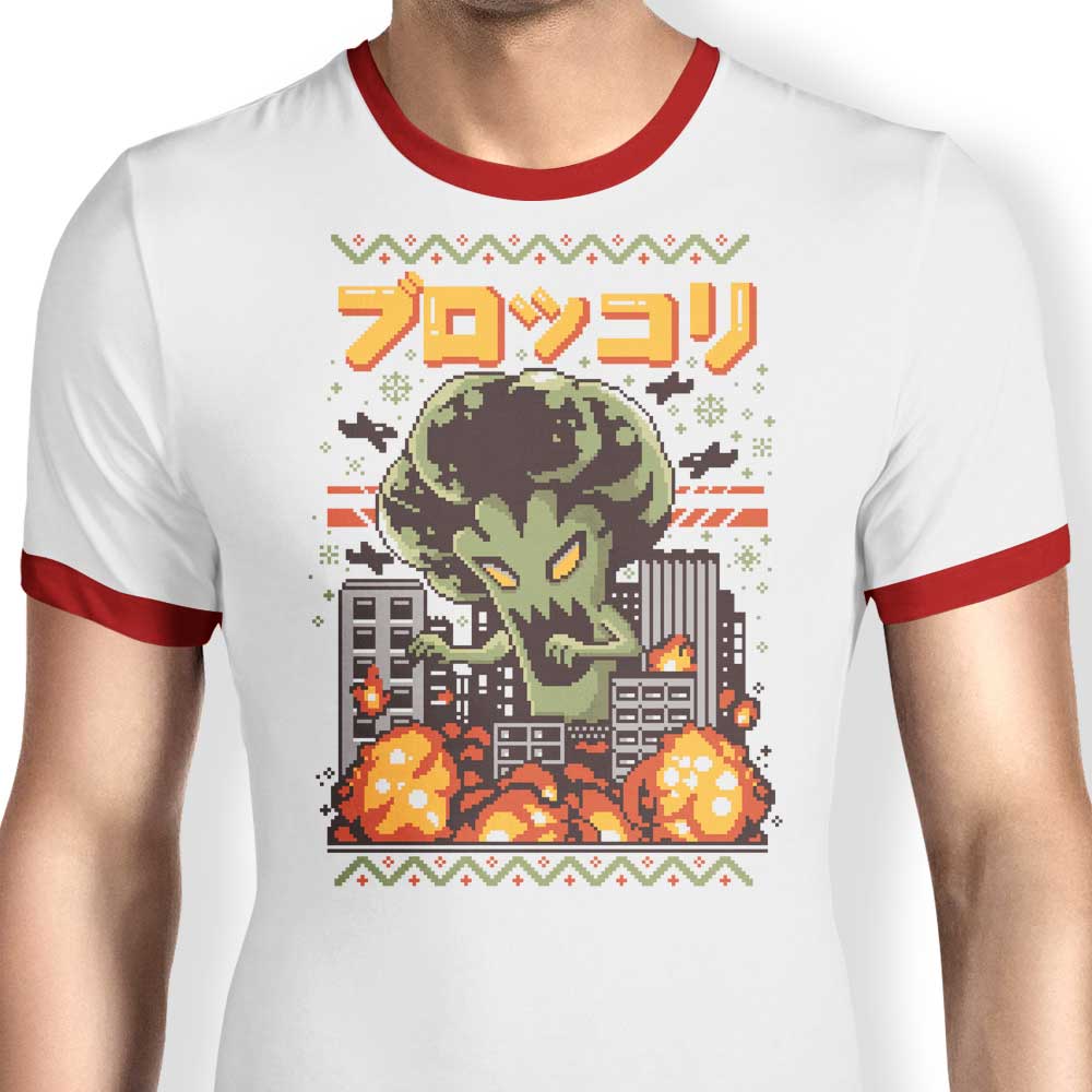 The Festive Broccoli Christmas-themed Men's Ringer T-Shirt