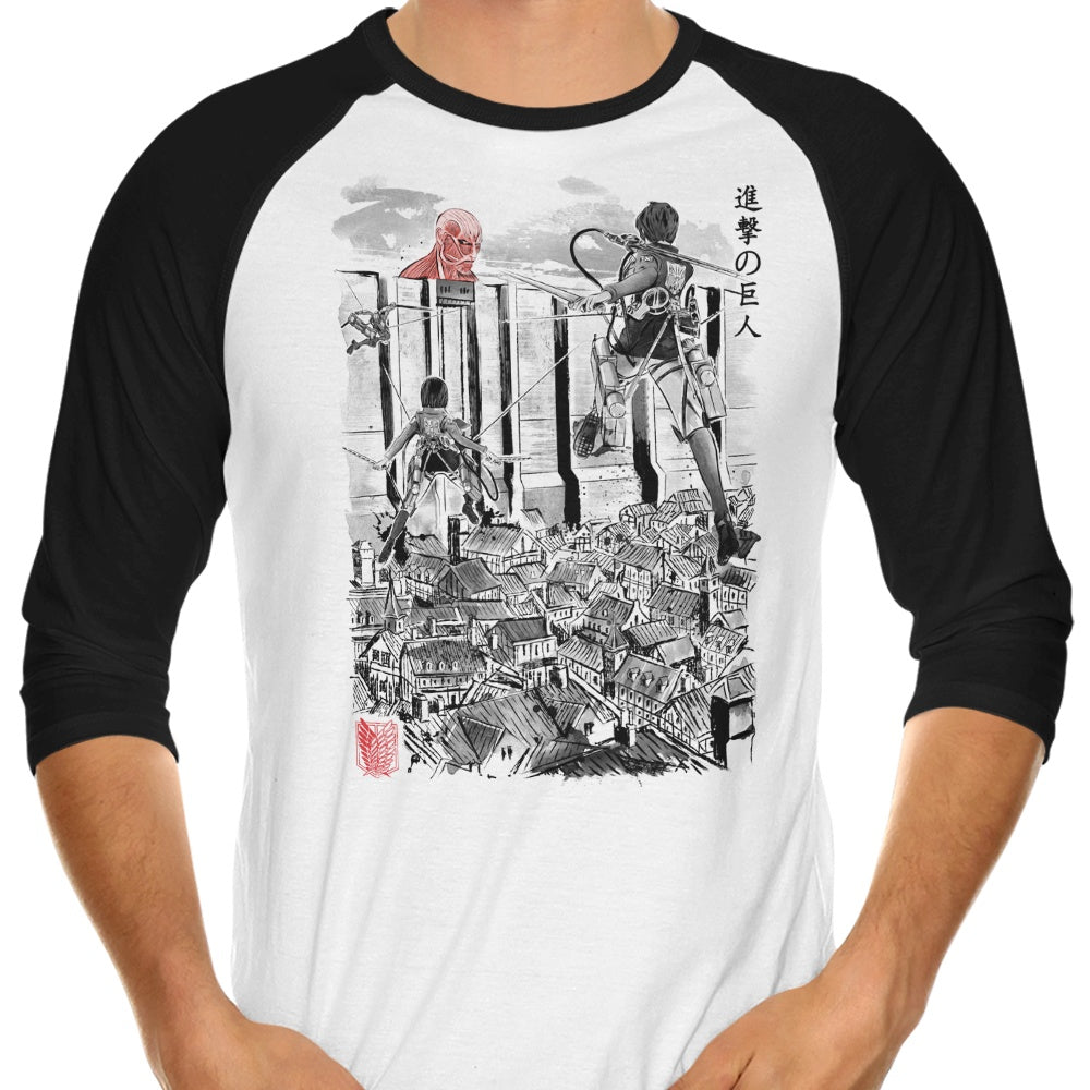 Flying for Humanity - Stylish 3/4 Sleeve Raglan Men's and Women's T-Shirt