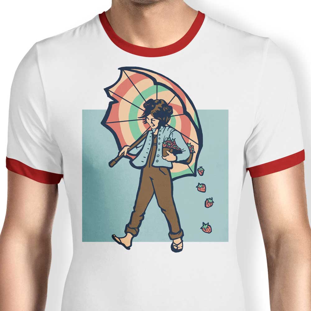 Strawberry-Inspired Men's Ringer T-Shirt in S - 4XL Sizes