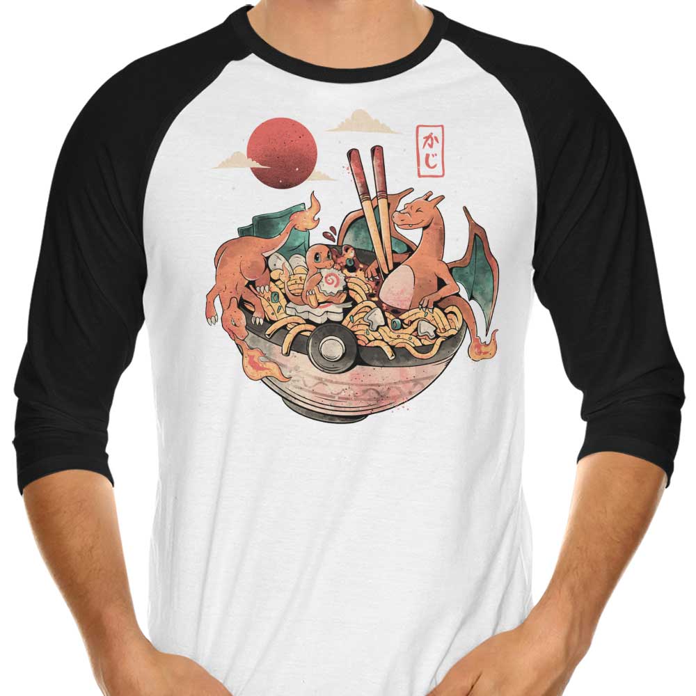 Arigatees Fire Bowl 3/4 Sleeve Raglan Stylish T-Shirt