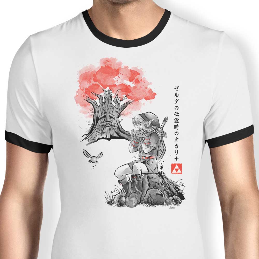 The Fantastic Deku Sumi-e Design - Men's Ringer Style Cotton T-Shirt