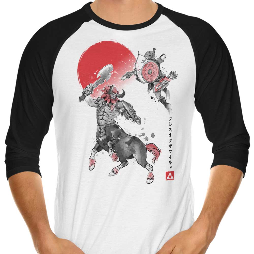 Dr. Monekers' 3/4 Sleeve Raglan T-Shirt - Death Mountain Battle Design