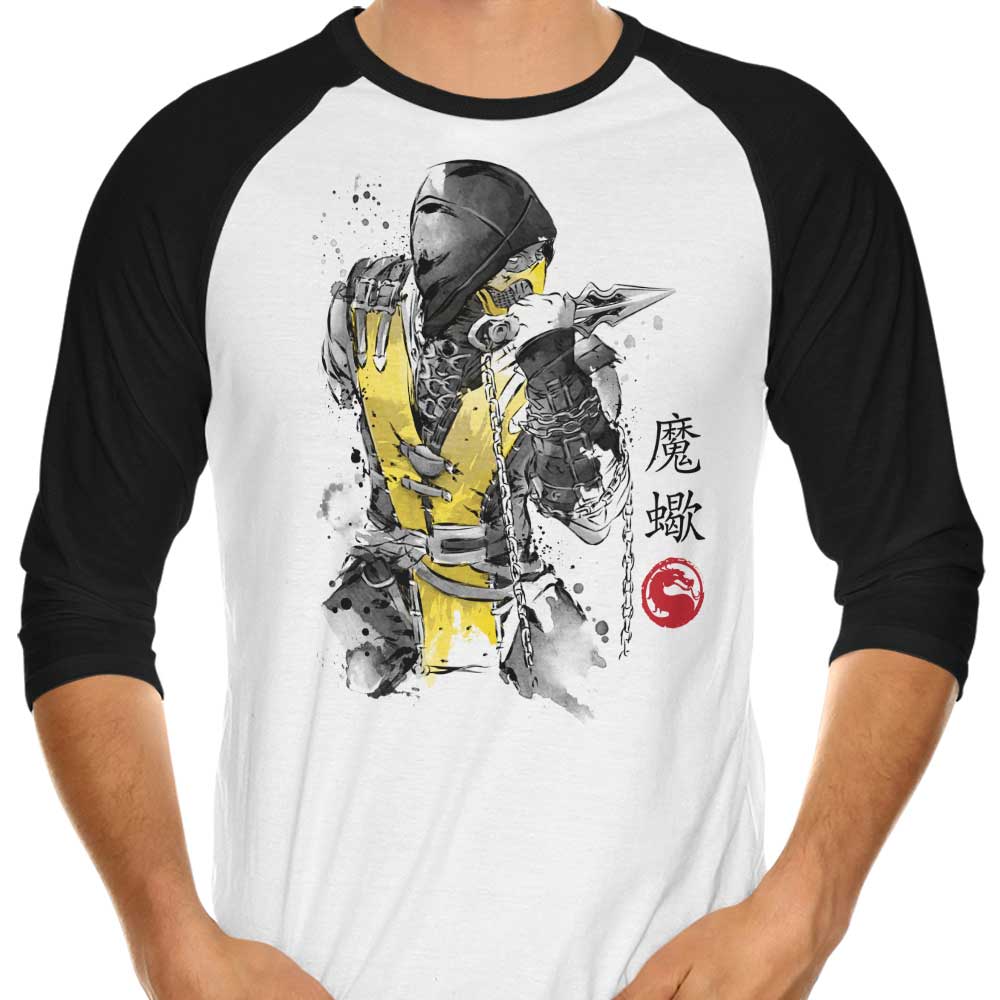 Dr. Monekers' Fire Warrior Sumi-e 3/4 Sleeve Raglan Stylish T-Shirt