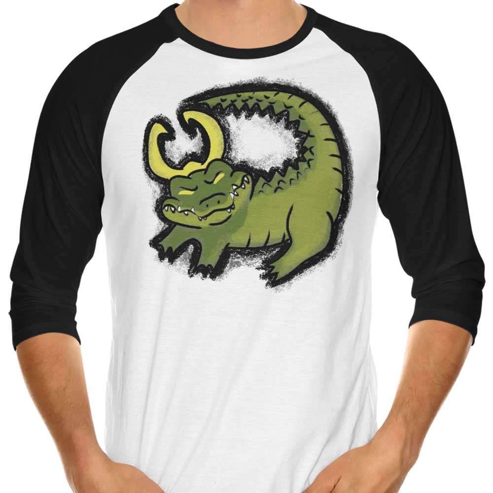The Majestic Alligator King 3/4 Sleeve Raglan Style T-Shirt for Fashion Enthusiasts