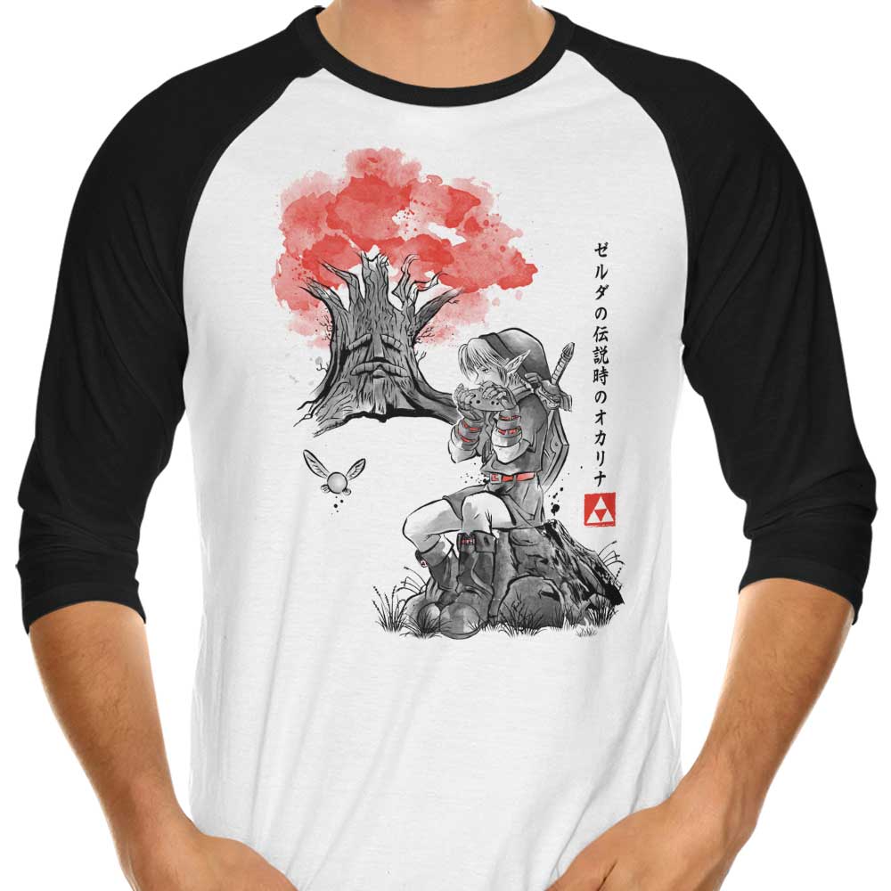 Dr. Monekers' The Great Deku Sumi-e 3/4 Sleeve Raglan Casual T-Shirt
